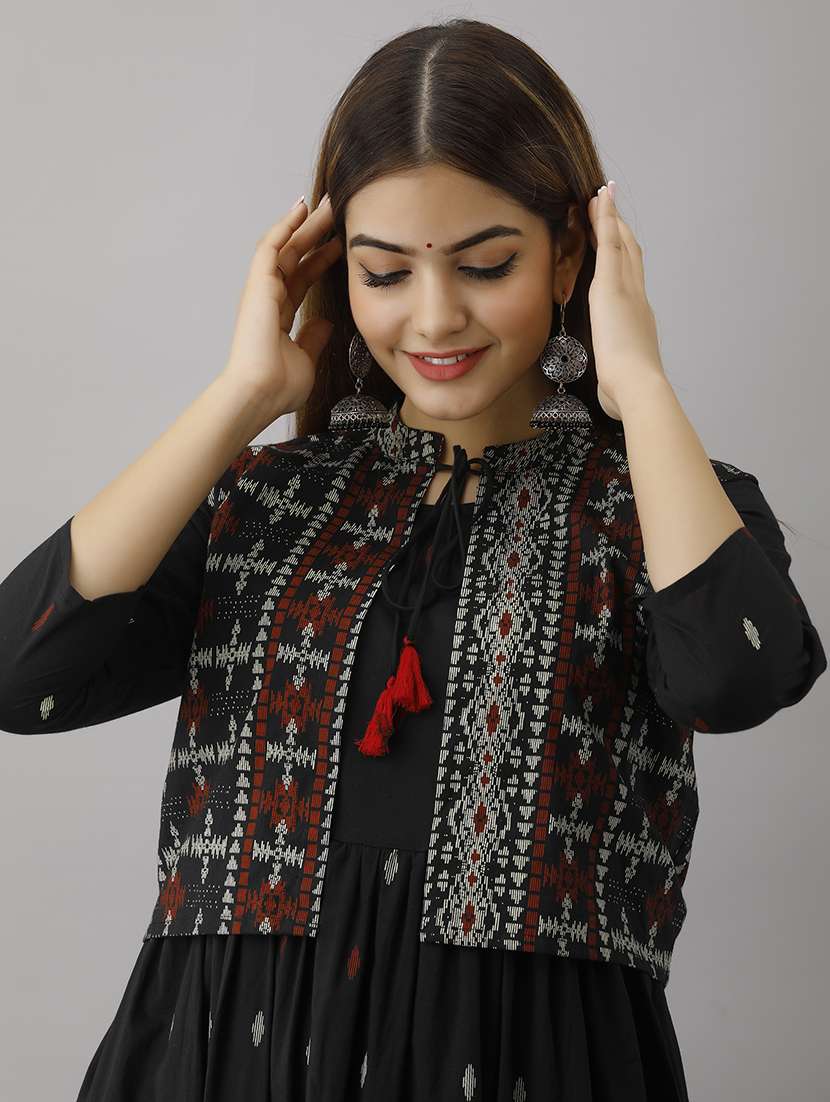 women self design three quarter sleeve ethnic dress - 22299130 -  Standard Image - 6