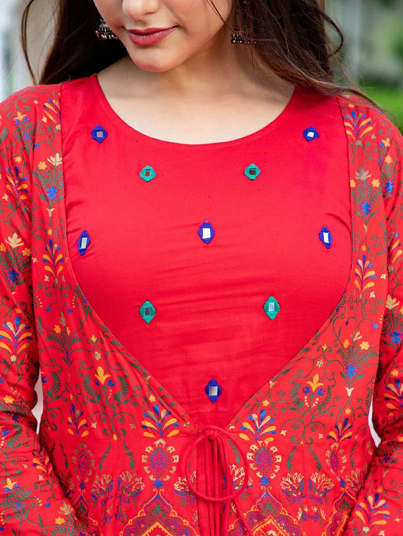 women printed three quarter sleeve ethnic dress - 22299134 -  Standard Image - 6