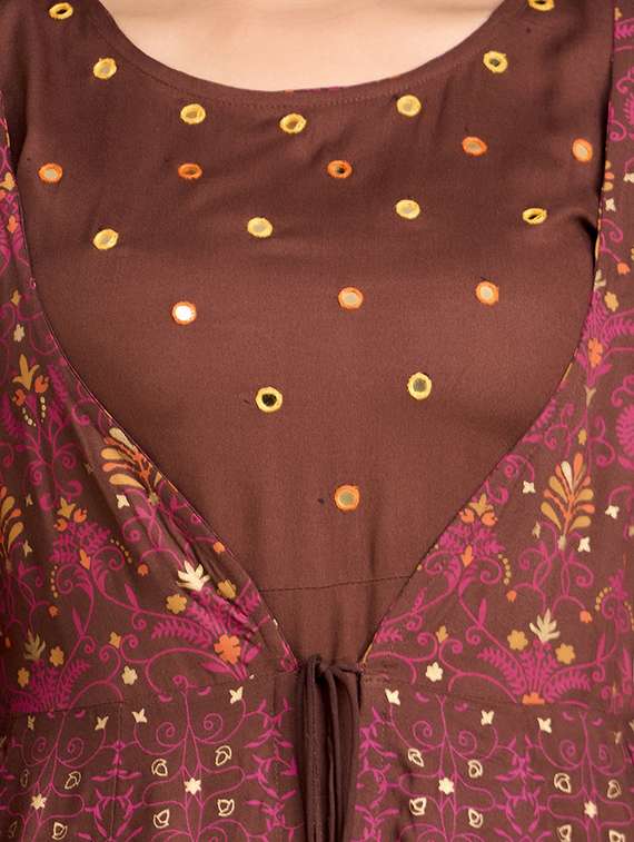 women printed three quarter sleeve ethnic dress - 22299136 -  Standard Image - 6