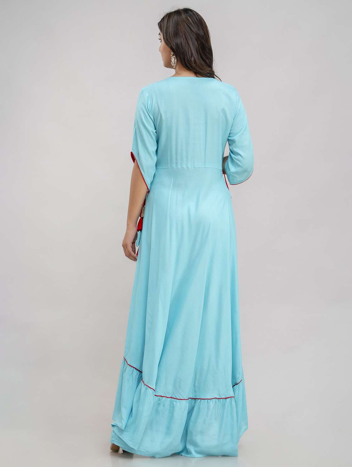 women solid with work three quarter sleeve ethnic dress - 22299141 -  Standard Image - 4