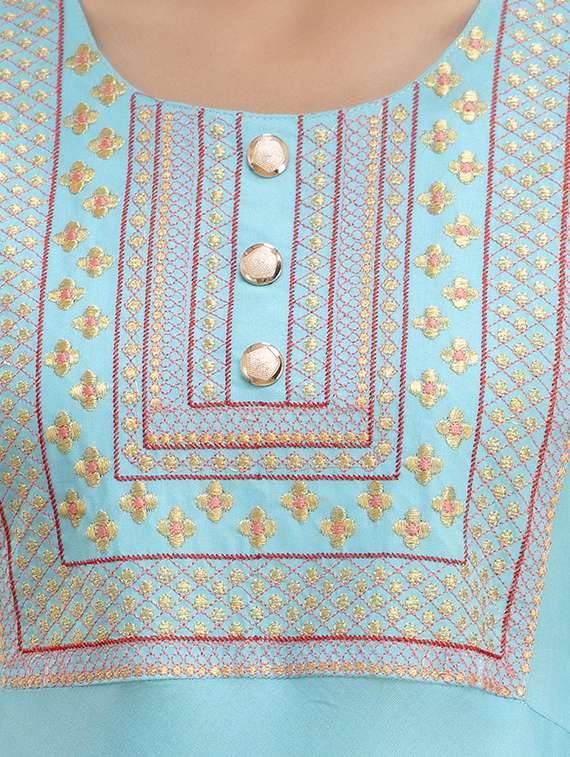 women solid with work three quarter sleeve ethnic dress - 22299141 -  Standard Image - 6