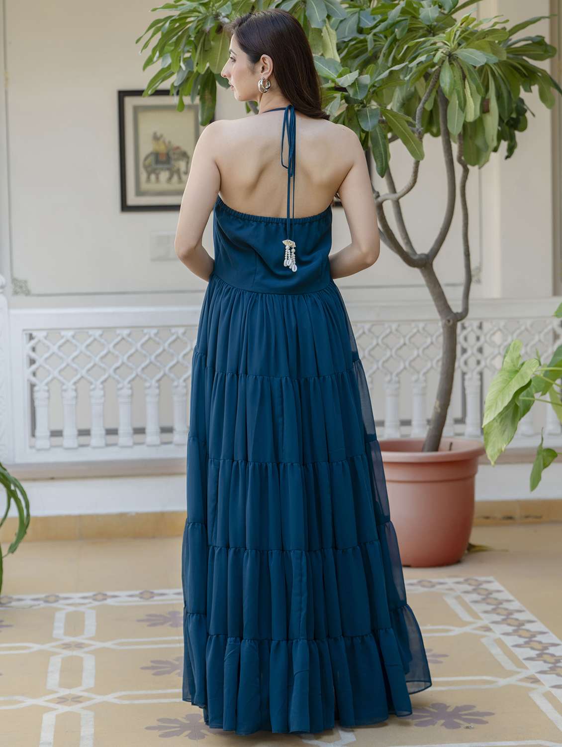 women solid halter neck tiered maxi dress - 22299151 -  Standard Image - 4