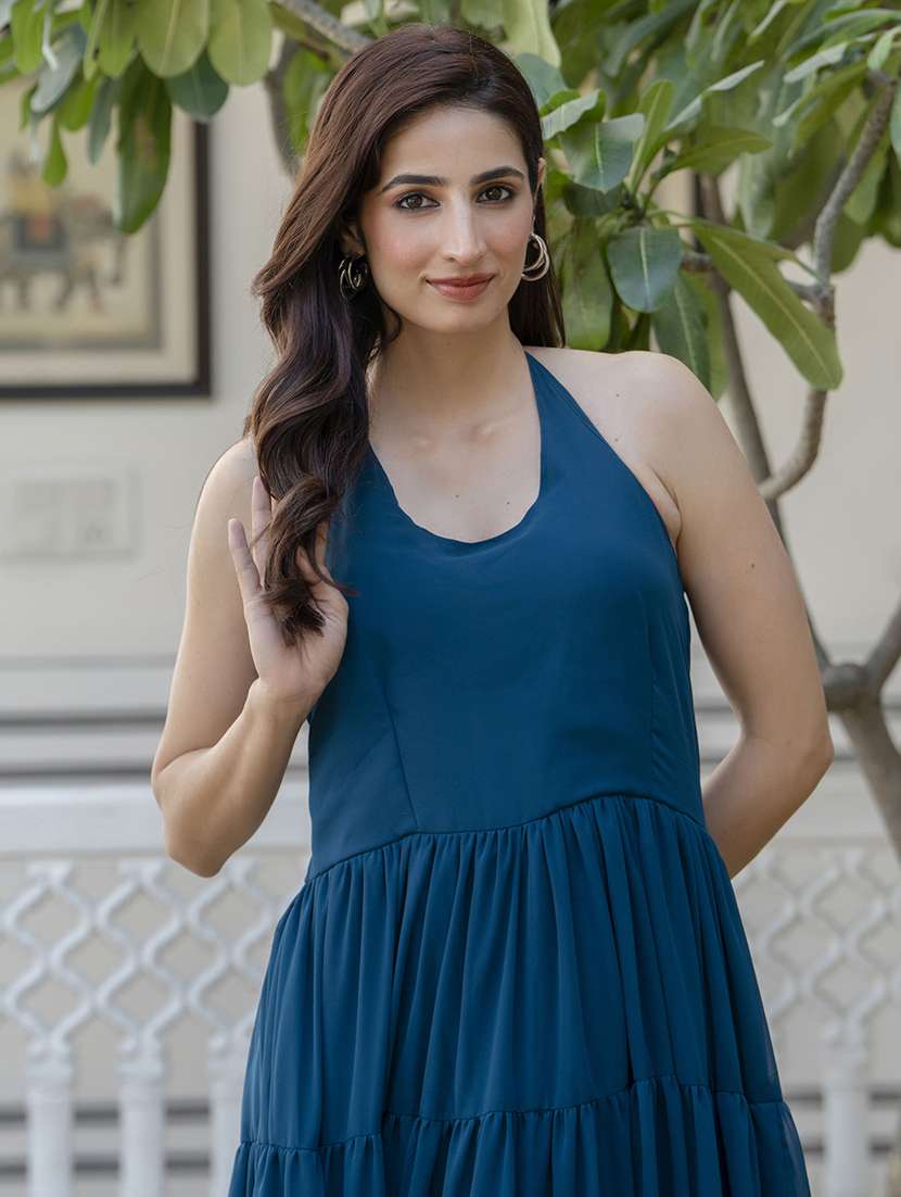 women solid halter neck tiered maxi dress - 22299151 -  Standard Image - 6