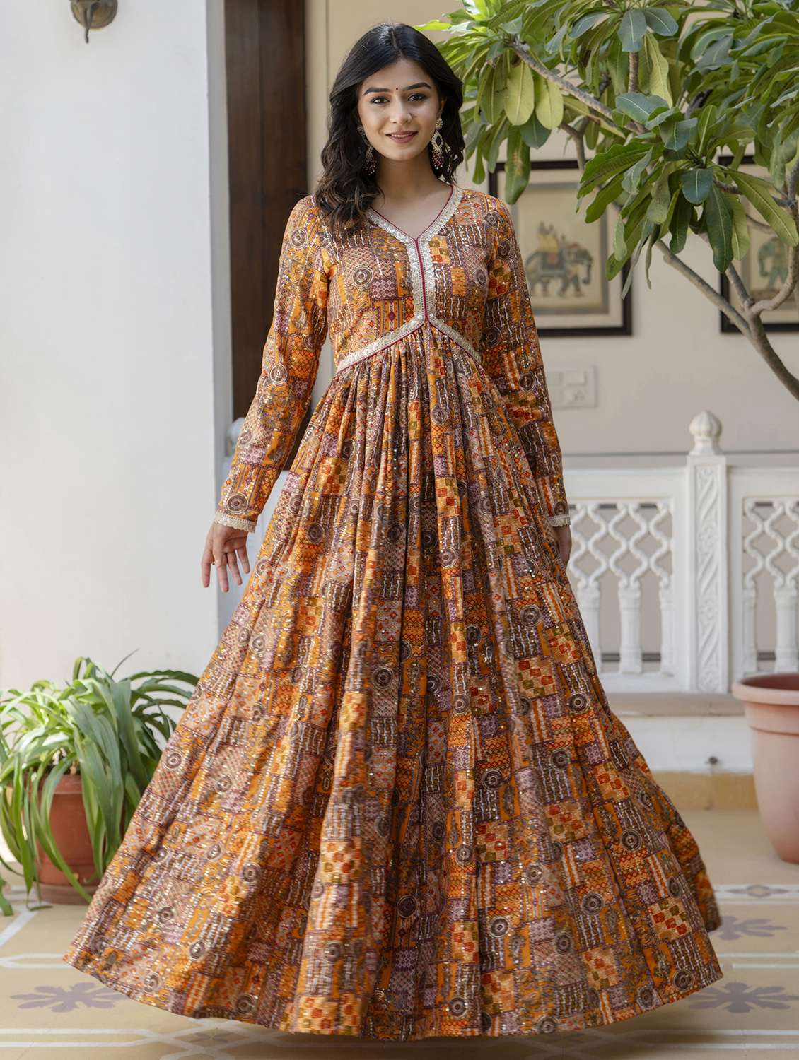 women printed long sleeve kurta with dupatta set - 22299152 -  Standard Image - 1