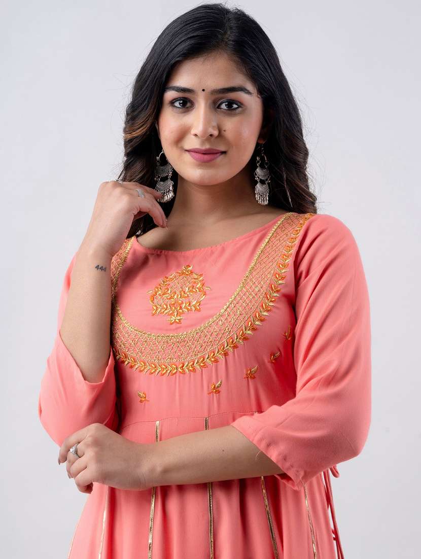 women printed three quarter sleeve ethnic dress - 22299153 -  Standard Image - 6