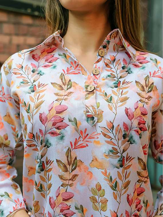 women floral three quarter sleeve ethnic co-ord set - 22299174 -  Standard Image - 4