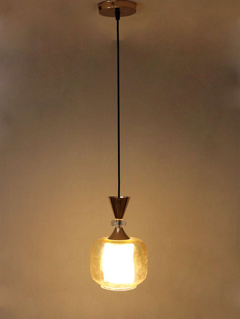 soft amber glass hanging lamp gold finish - 22299202 -  Standard Image - 1