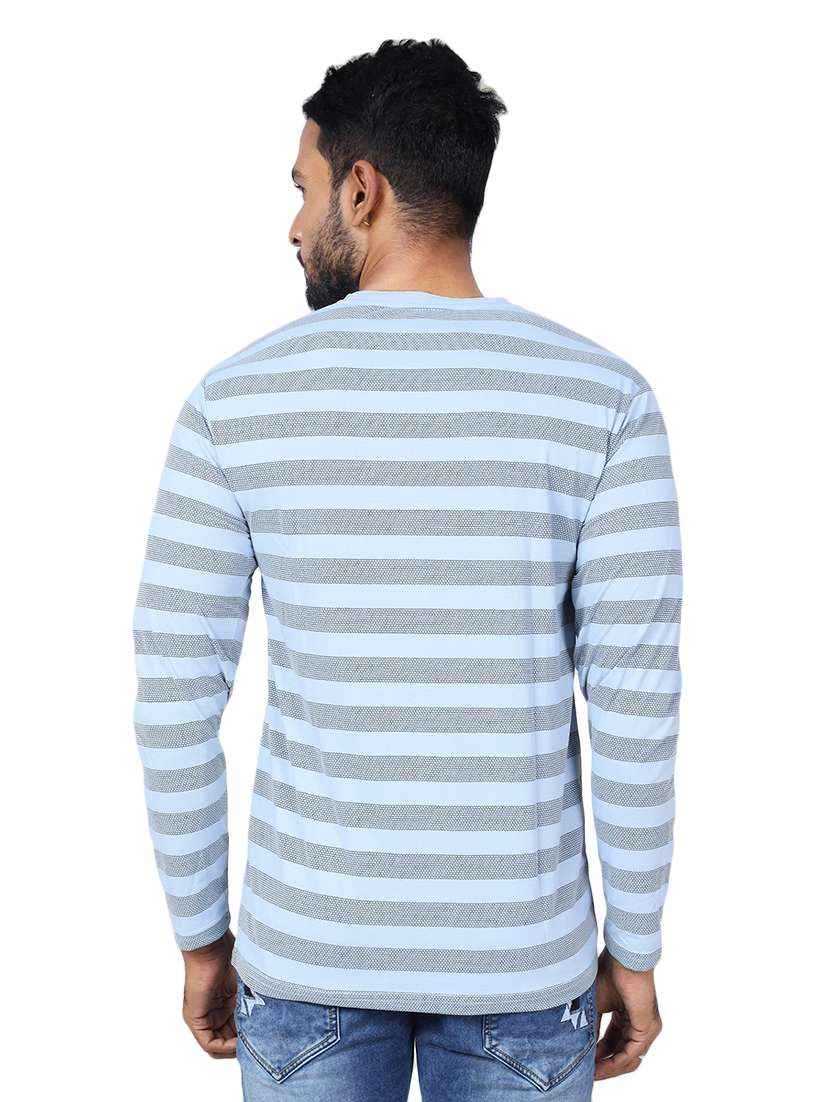 Men Striped Long Sleeve Slim Fit T-shirt - 22299335 -  Standard Image - 1