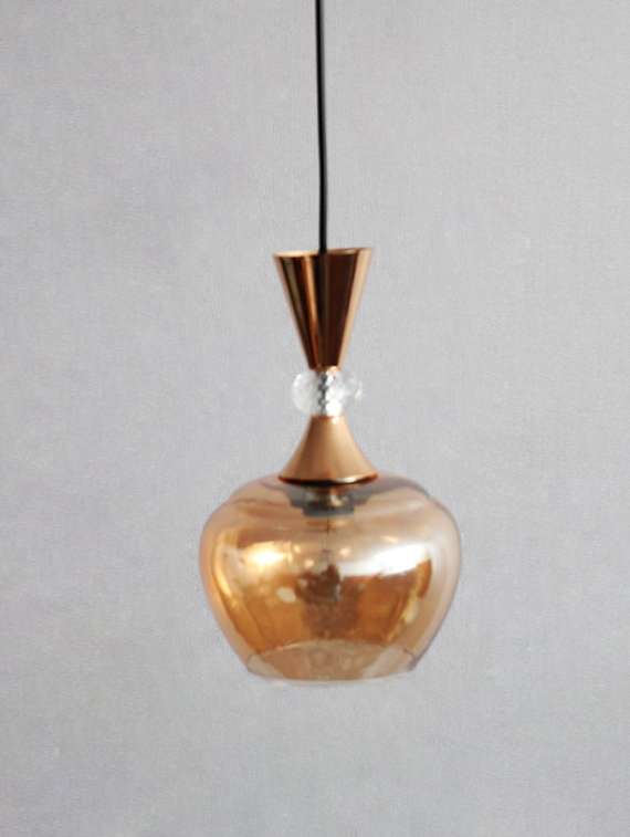 Amber Kachori Glass Pendant Light With Gold Finish - 22299390 -  Standard Image - 1