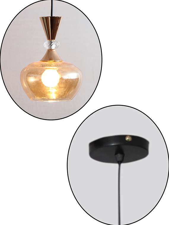 Amber Kachori Glass Pendant Light With Gold Finish - 22299390 -  Standard Image - 4