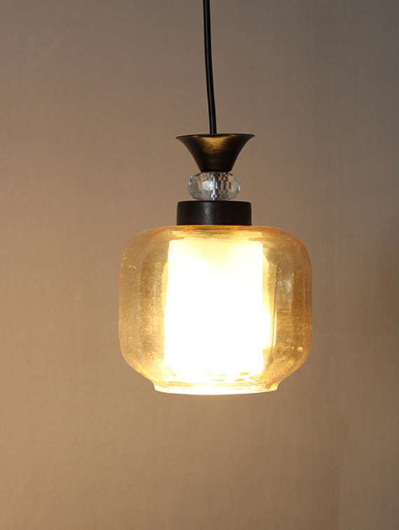 modern amber glass pendant light black finish - 22299397 -  Standard Image - 1