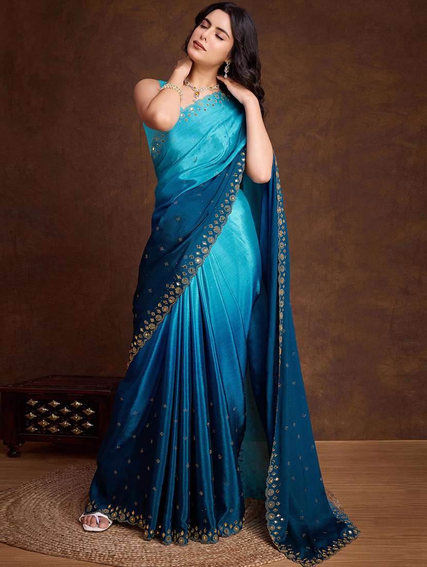 women ombre embellished saree with blouse