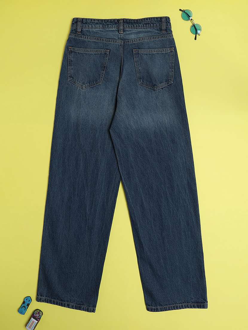 girls washed mid rise straight jeans - 22299522 -  Standard Image - 1