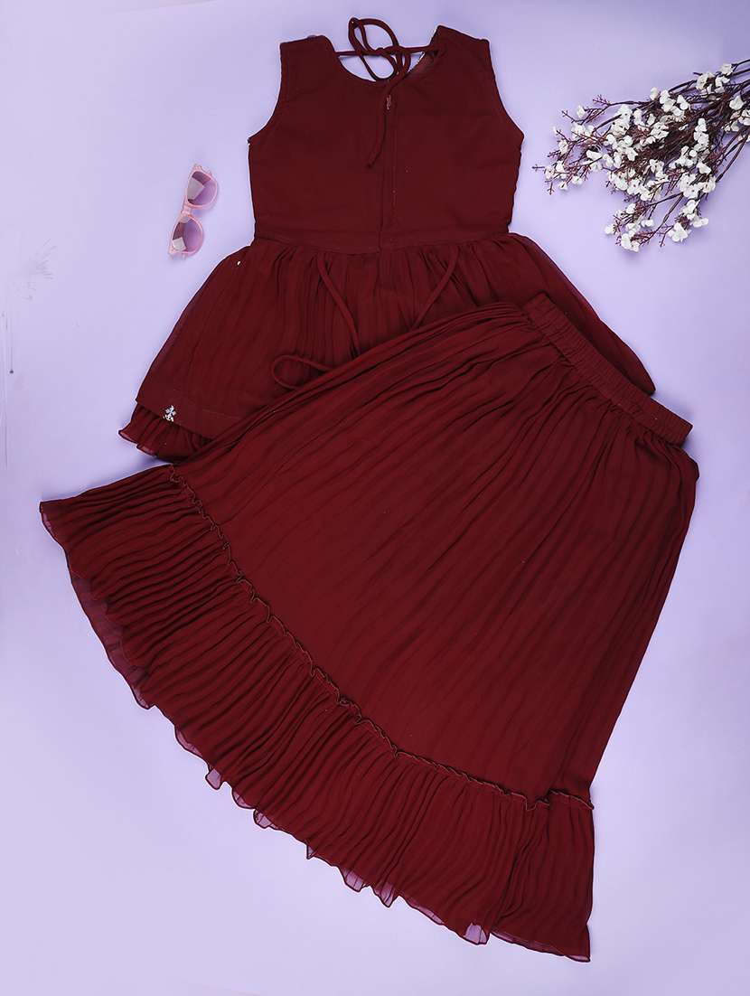 Girls Embroidered Sleeveless Kurta Skirt Set - 22299526 -  Standard Image - 1