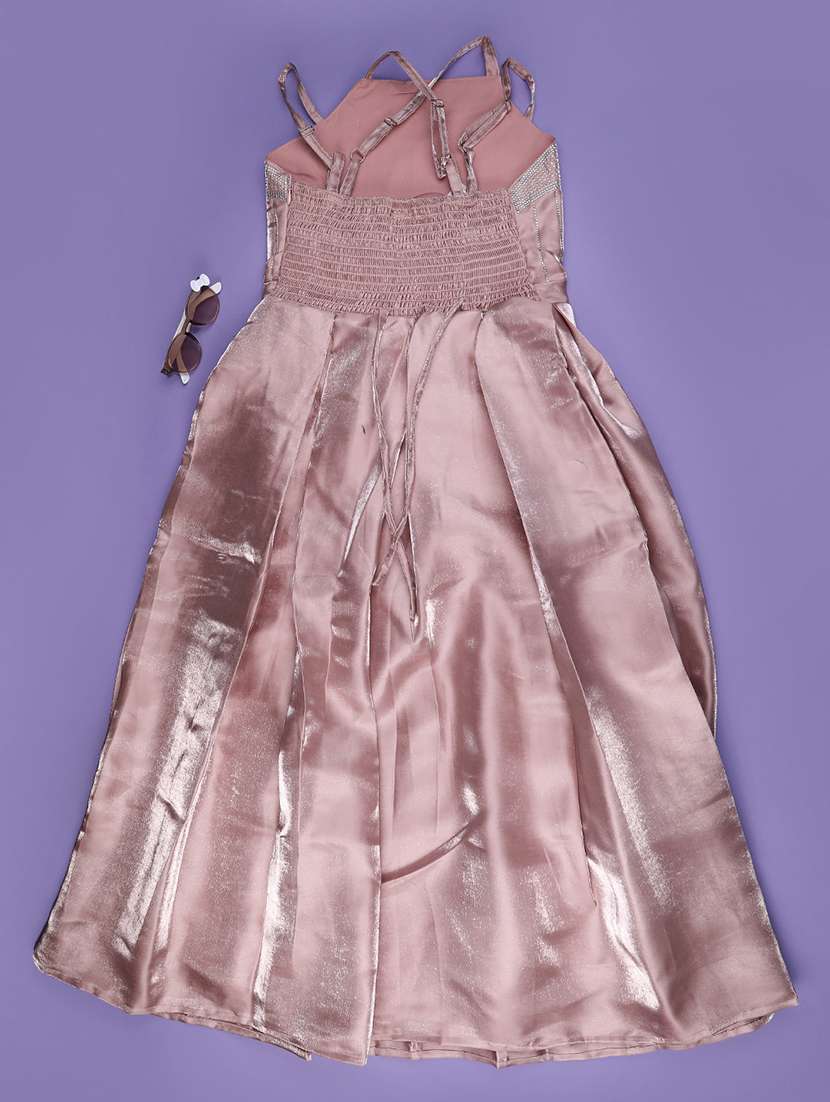 girls self designed sleeveless flared frock - 22299528 -  Standard Image - 1