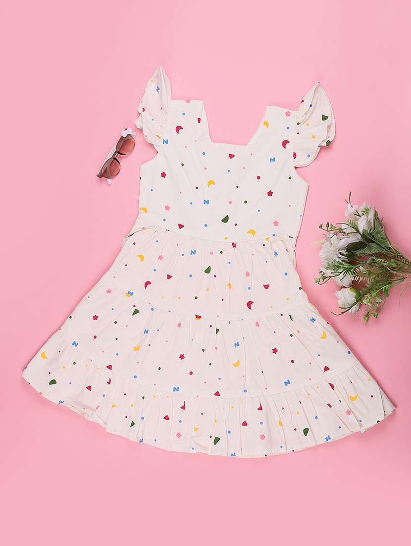 Girls Printed Ruffle Sleeves Tiered Dress - 22299563 -  Standard Image - 1