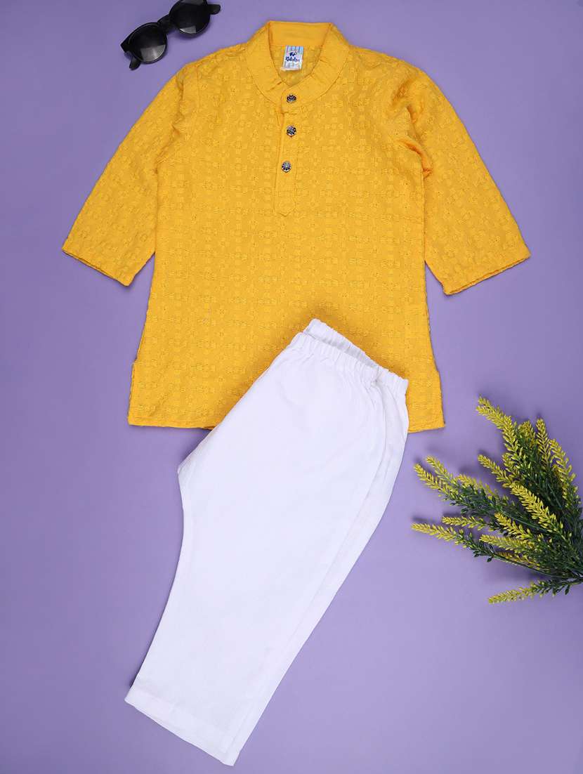 boys embroidered kurta and pyjama set - 22299630 -  Standard Image - 1