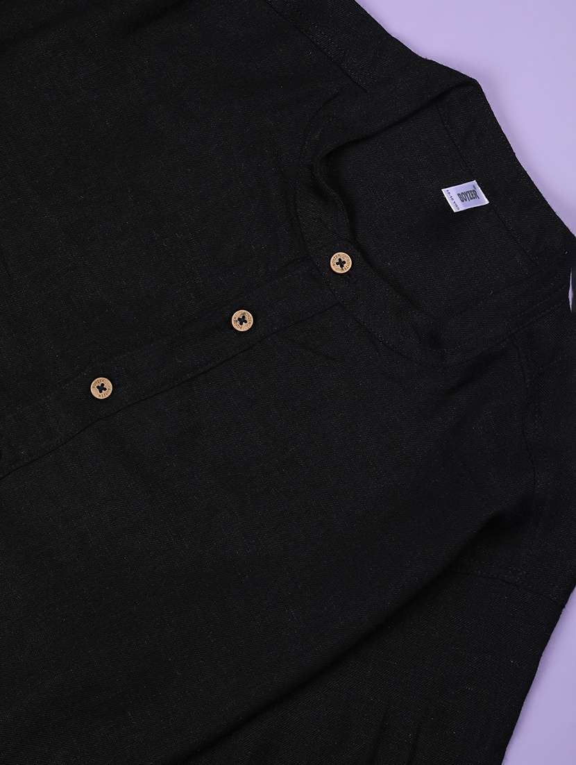 boys solid mandarin neck short kurta - 22299649 -  Standard Image - 4