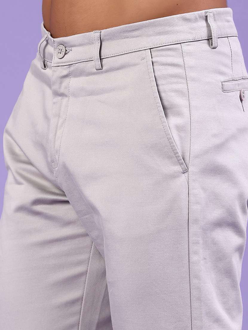 Men Solid Mid Rise Chinos Casual Trouser - 22299731 -  Standard Image - 1