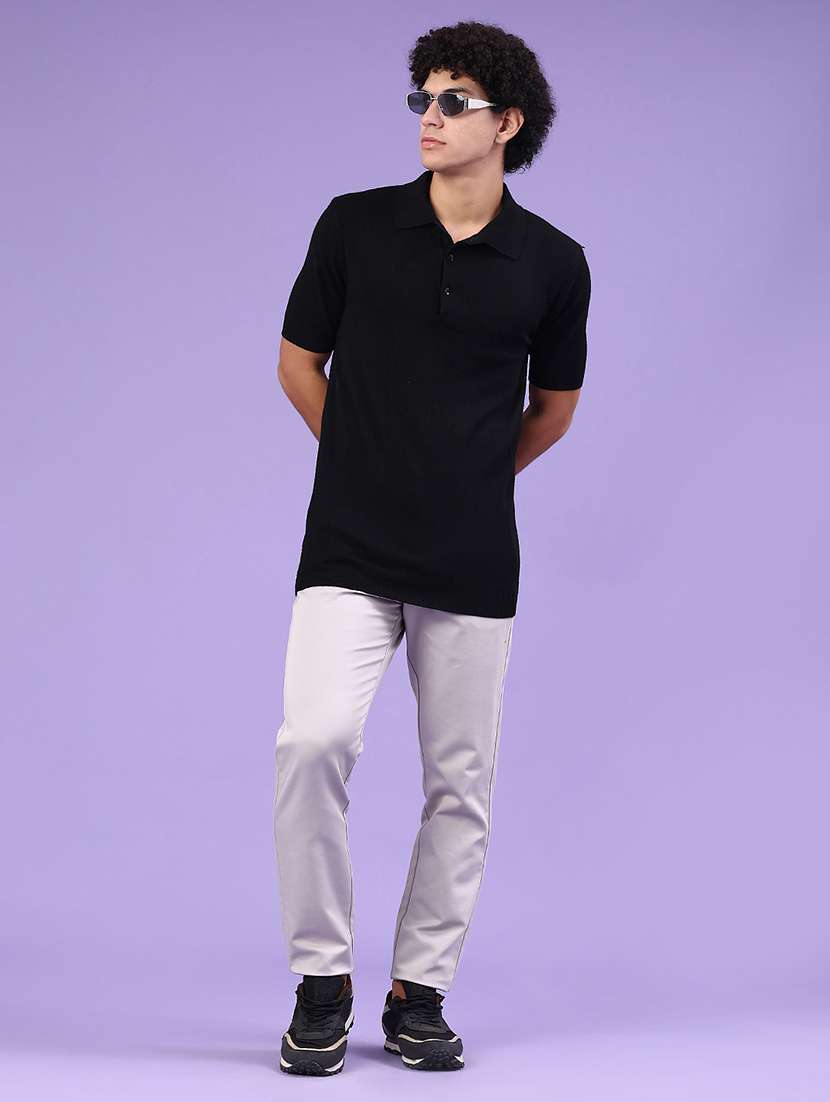 Men Solid Mid Rise Chinos Casual Trouser - 22299731 -  Standard Image - 4