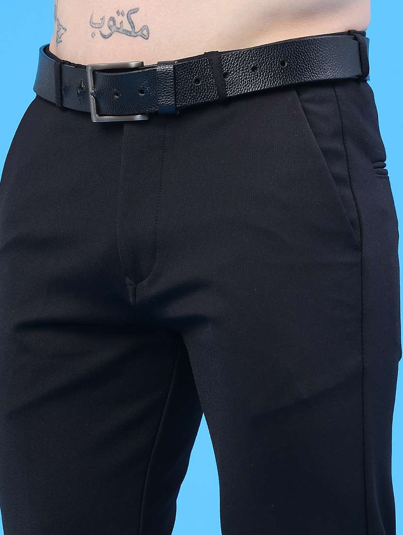 men solid mid rise flat front formal trouser - 22299808 -  Standard Image - 1