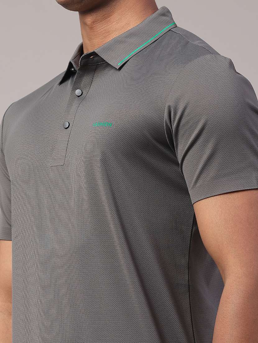 men's grey seamless polo-t-shirt with tonal stitching  slim fit breathable stretch - 22299818 -  Standard Image - 4
