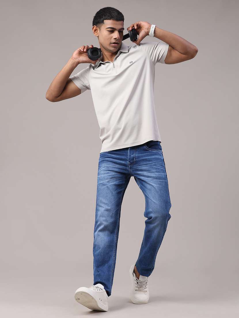 men's grey seamless polo-t-shirt with tonal stitching  slim fit breathable stretch - 22299820 -  Standard Image - 4