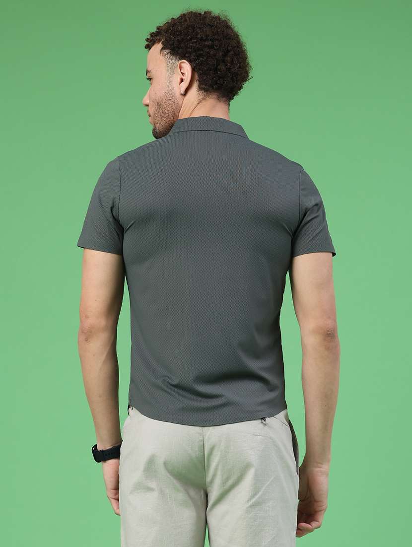 men solid short sleeve slim fit casual shirt - 22299823 -  Standard Image - 4