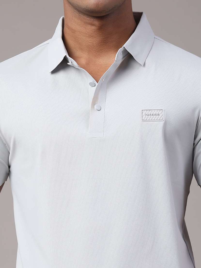 men's grey seamless polo-t-shirt with tonal stitching slim fit breathable stretch - 22299831 -  Standard Image - 4