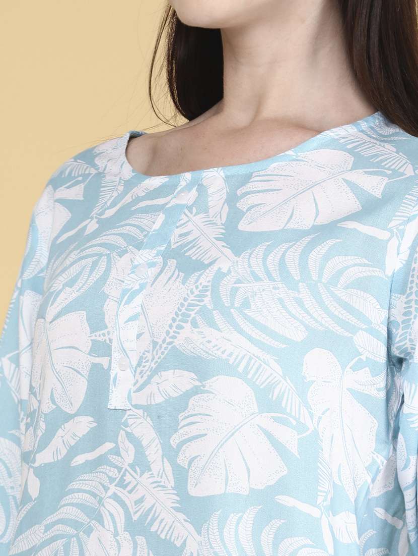 women printed three quarter sleeve ethnic top - 22299850 -  Standard Image - 1