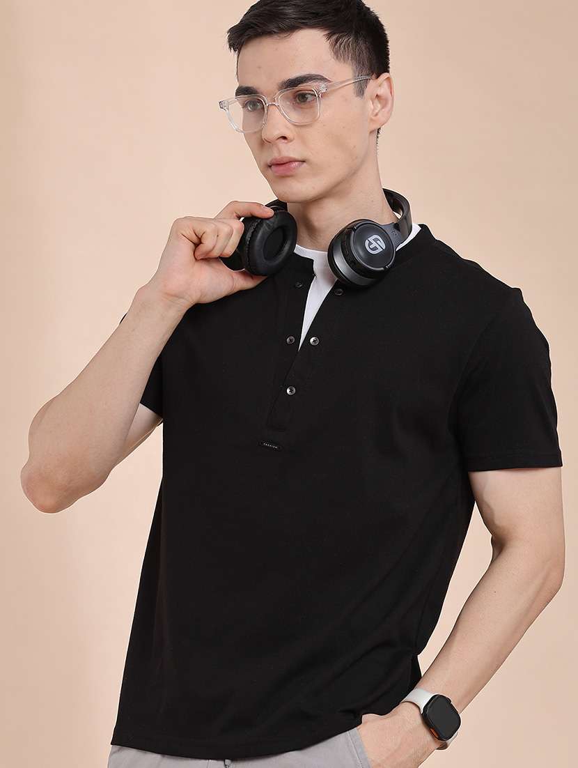 men solid short sleeves regular fit t-shirt