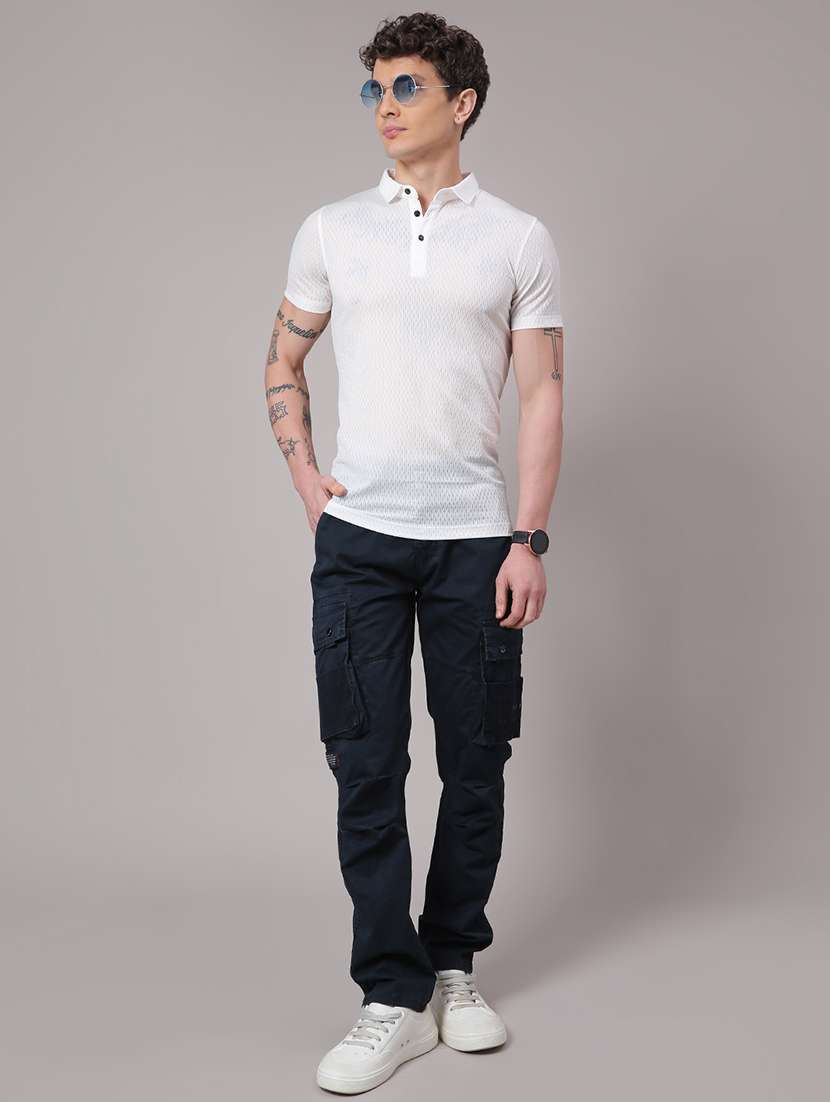 men solid mid rise regular fit cargo  - 22299920 -  Standard Image - 4