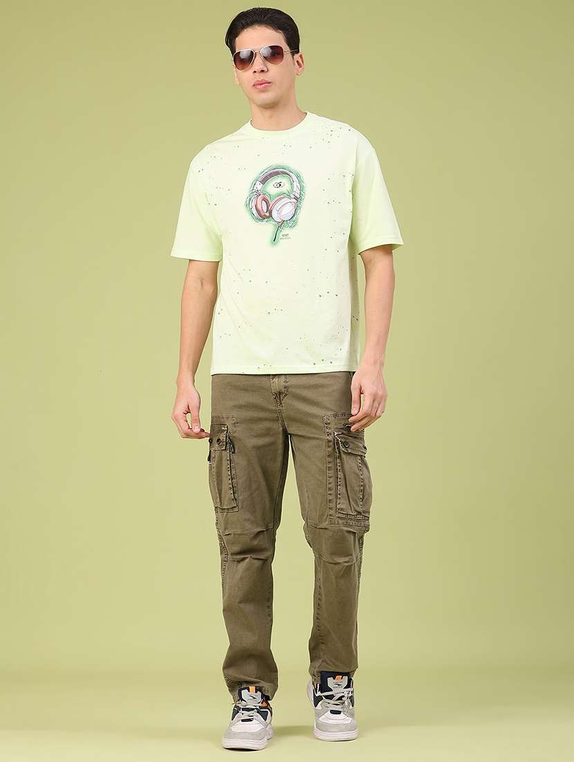 men solid mid rise regular fit cargo  - 22299926 -  Standard Image - 4