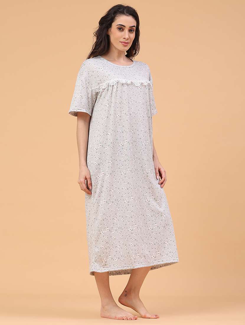 women printed short sleeve nighty - 22299970 -  Standard Image - 1