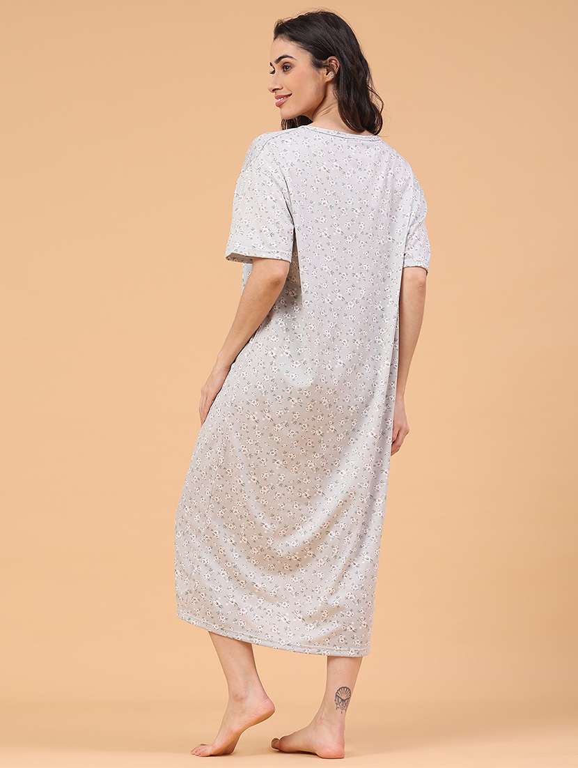 women printed short sleeve nighty - 22299970 -  Standard Image - 4