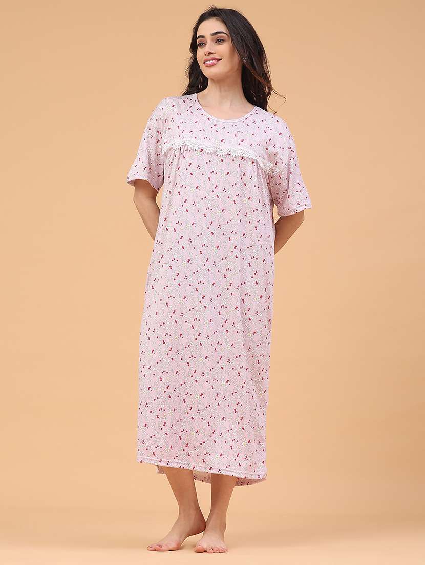 women printed short sleeve nighty - 22299971 -  Standard Image - 1