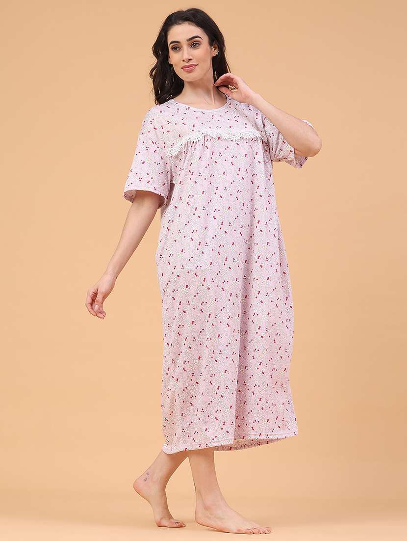 women printed short sleeve nighty - 22299971 -  Standard Image - 4