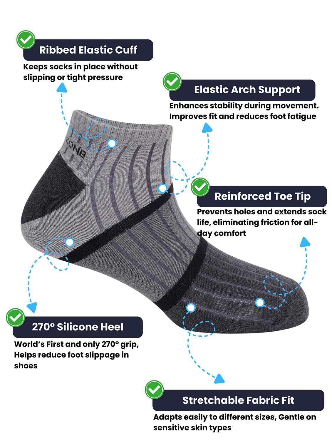 men printed ankle length socks - 22300039 -  Standard Image - 4