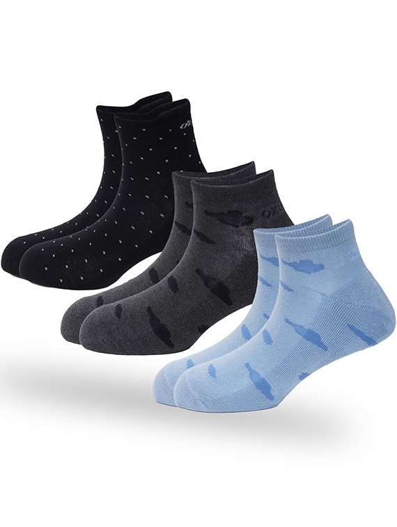 men pack of 3 printed ankle length socks - 22300040 -  Standard Image - 1