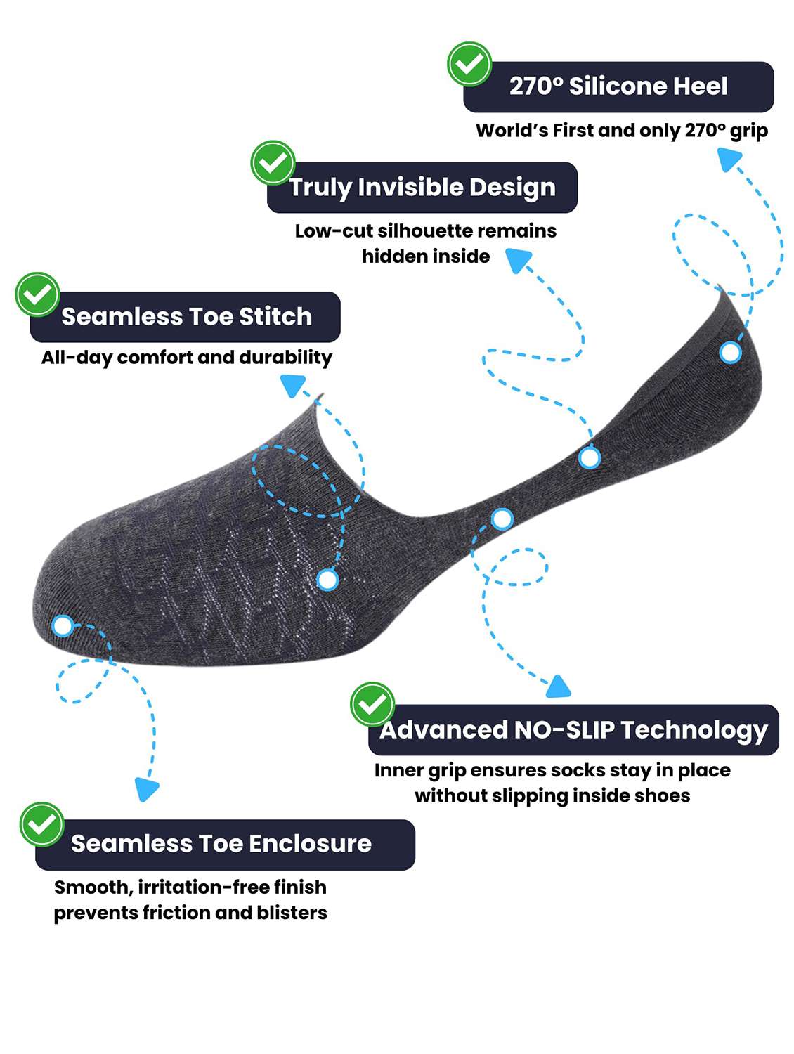 men printed no show socks - 22300055 -  Standard Image - 4