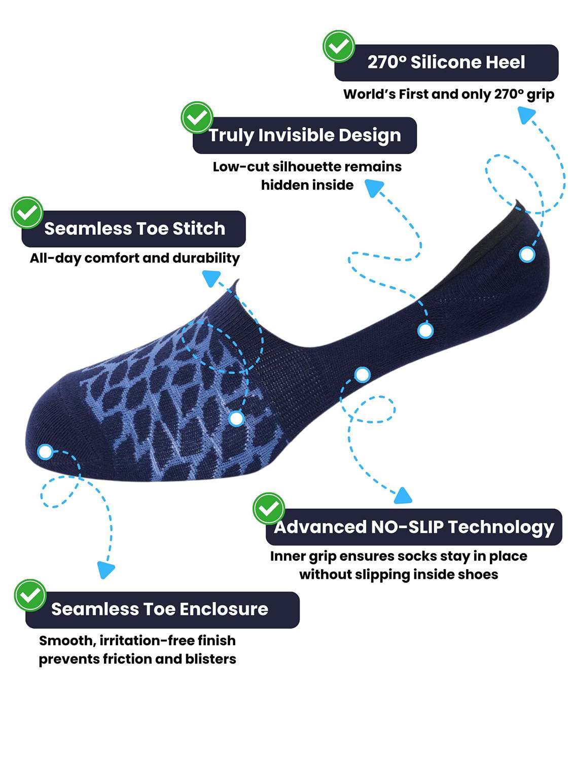 men pack of 3 printed no show socks - 22300056 -  Standard Image - 4