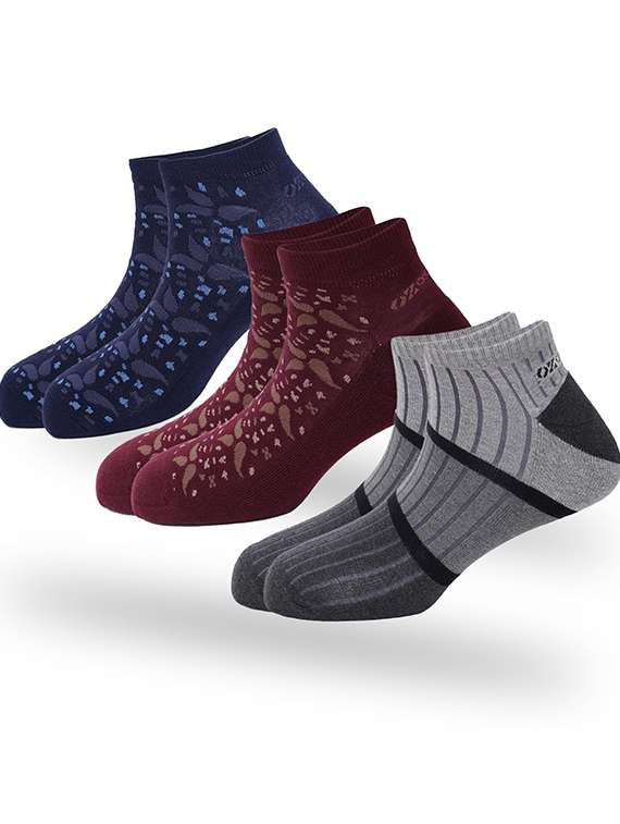 men pack of 3 printed ankle length socks - 22300065 -  Standard Image - 1