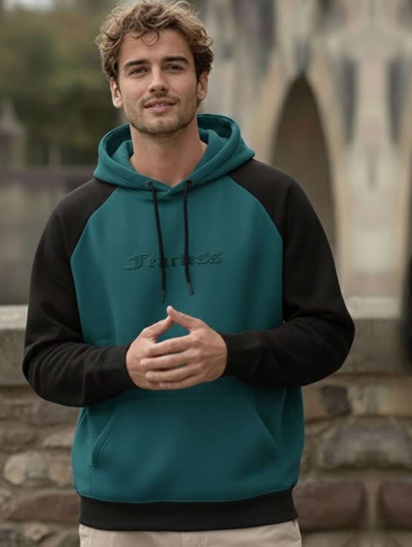 men color block raglan sleeve oversized sweatshirt - 22300103 -  Standard Image - 1