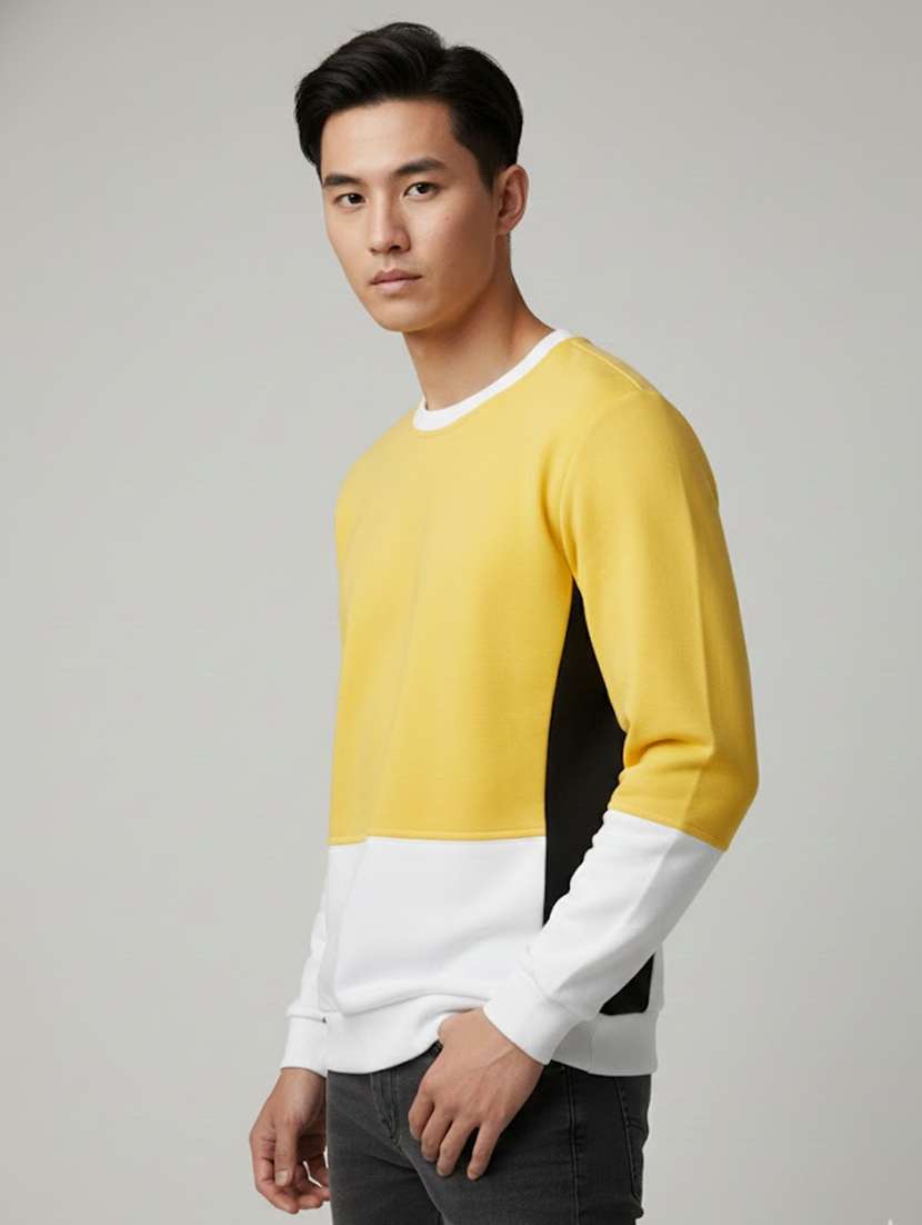 men color block long sleeve oversized sweatshirt - 22300109 -  Standard Image - 1