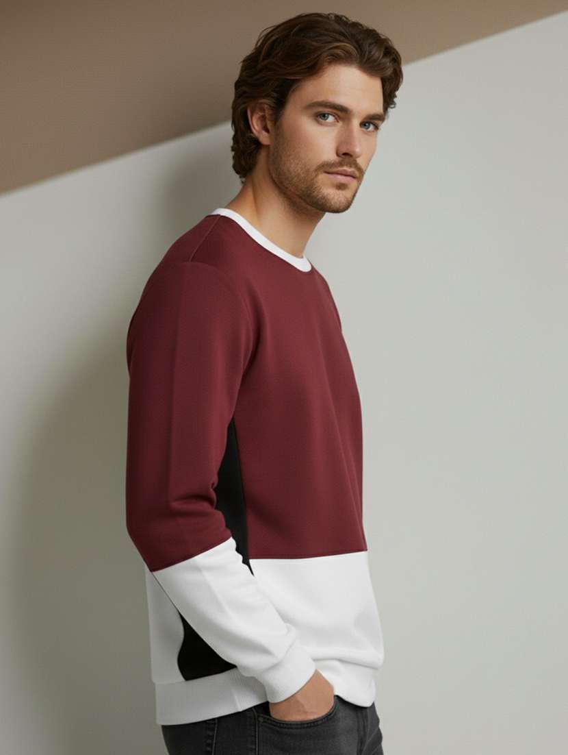 men color block long sleeve oversized sweatshirt - 22300110 -  Standard Image - 1
