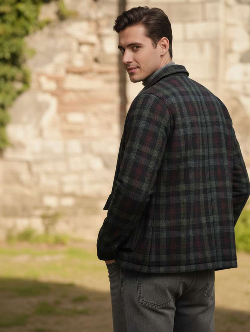 men checkered long sleeve regular fit shacket - 22300113 -  Standard Image - 1