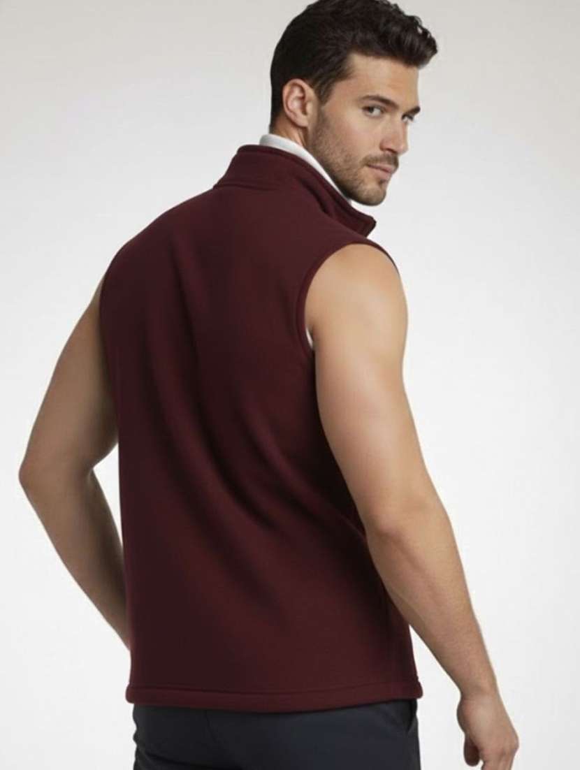 men solid sleeveless regular fit casual jacket - 22300116 -  Standard Image - 1