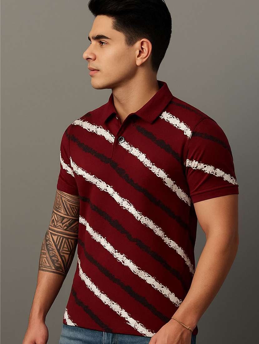 men printed short sleeve polo t-shirt - 22300133 -  Standard Image - 1