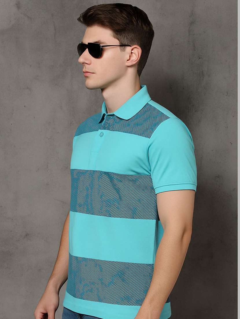 men printed short sleeve polo t-shirt - 22300144 -  Standard Image - 1
