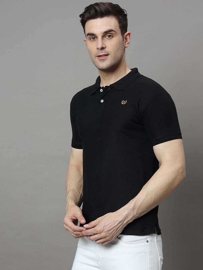 men solid short sleeve polo t-shirt - 22300149 -  Standard Image - 1
